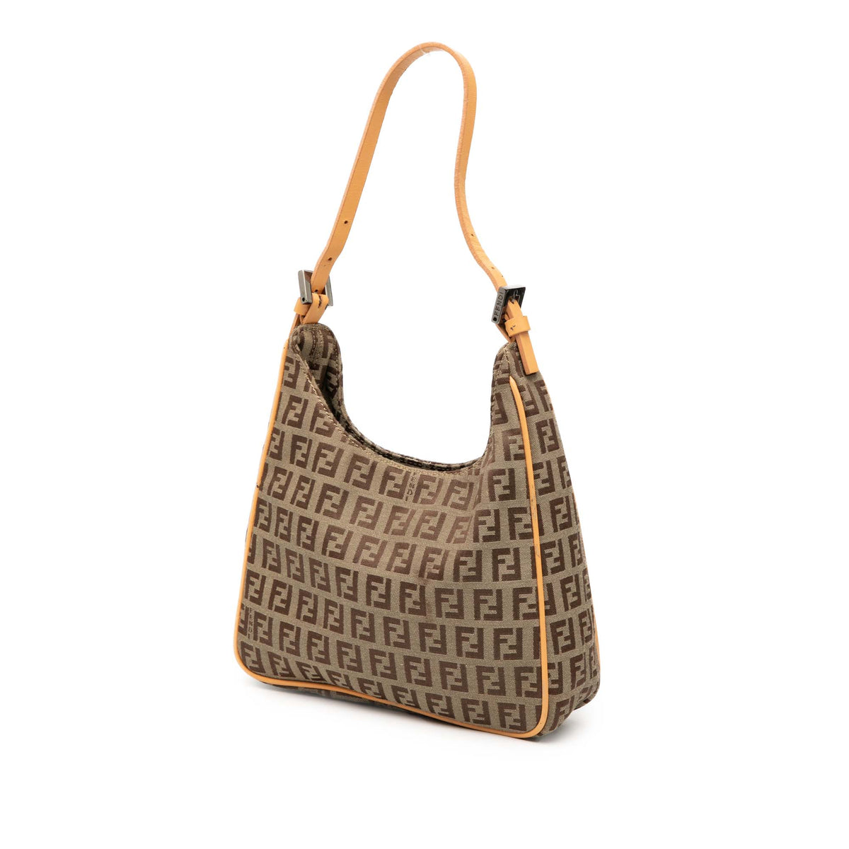 Fendi Zucchino Canvas Shoulder Bag — Beige