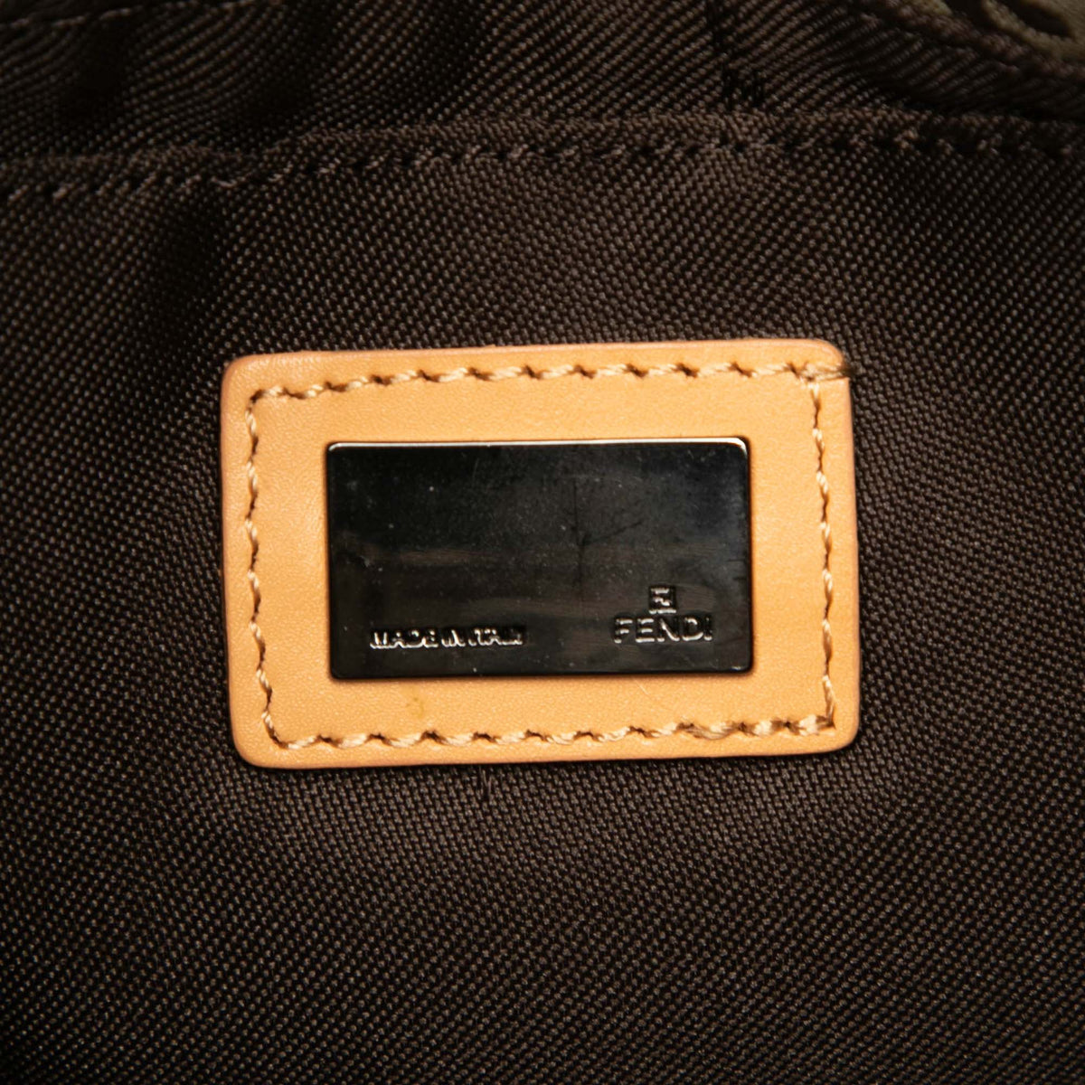 Fendi Zucchino Canvas Shoulder Bag — Beige