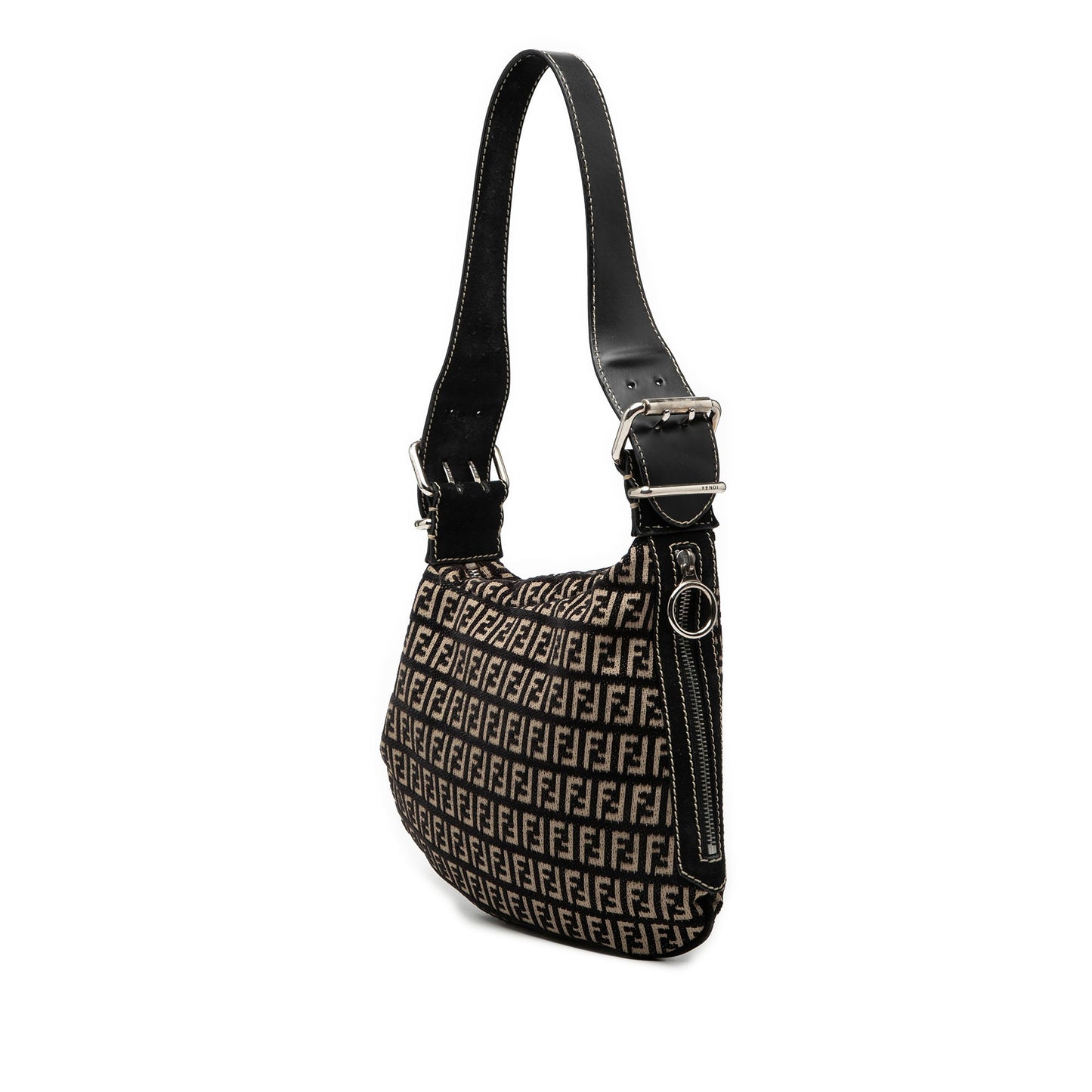 Fendi Zucchino Canvas Oyster Shoulder Bag