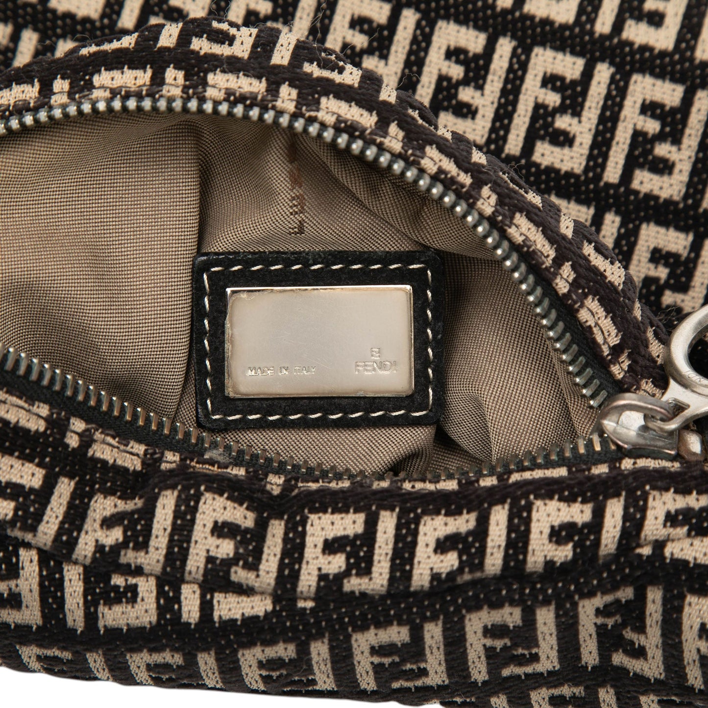 Fendi Zucchino Canvas Oyster Shoulder Bag