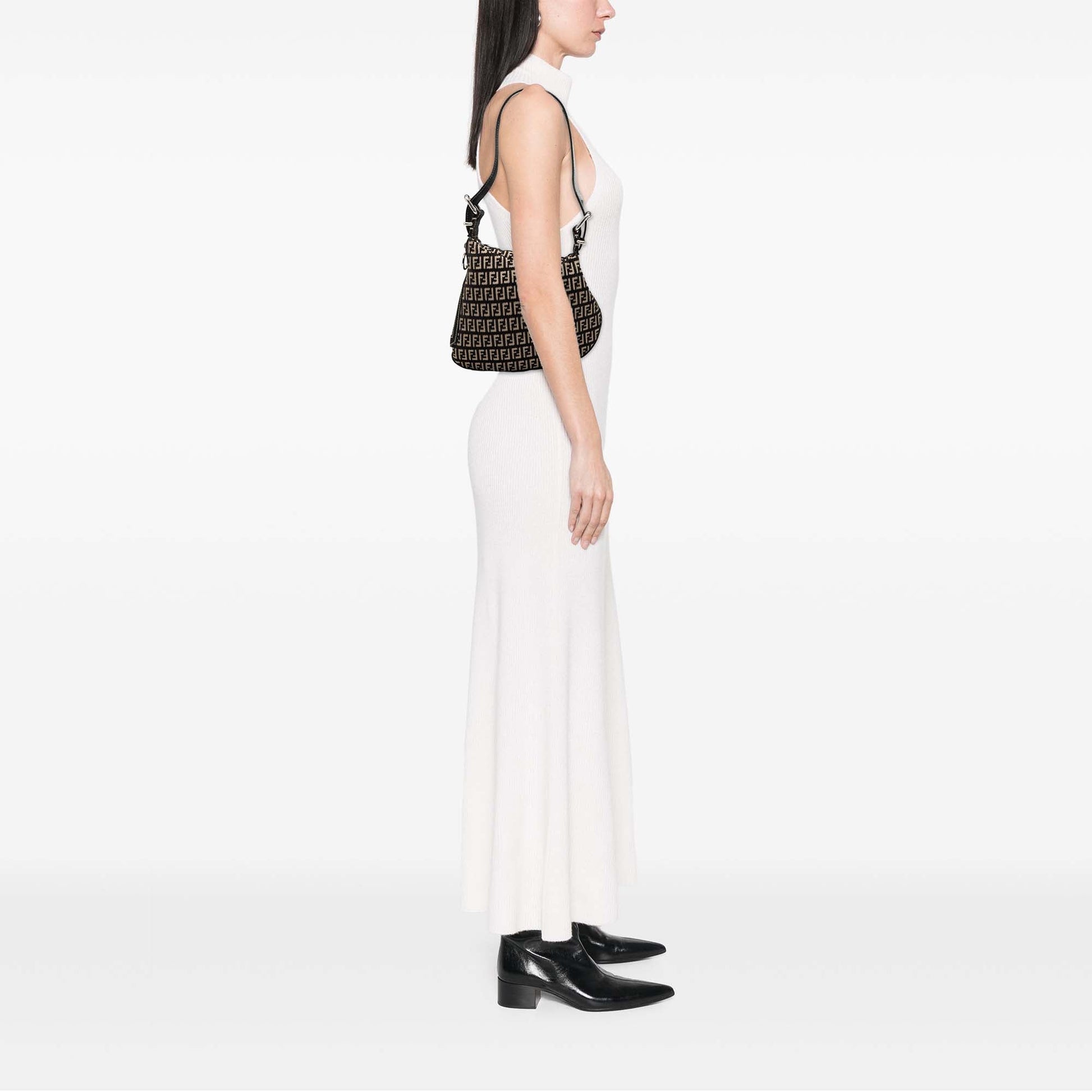 Fendi Zucchino Canvas Oyster Shoulder Bag