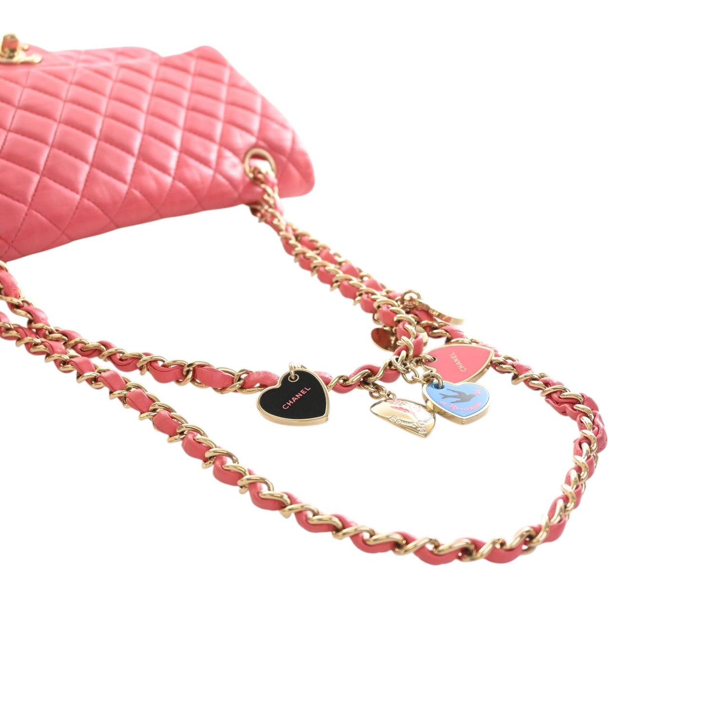 Chanel Medium Classic Lambskin Valentines Heart Charms Single Flap