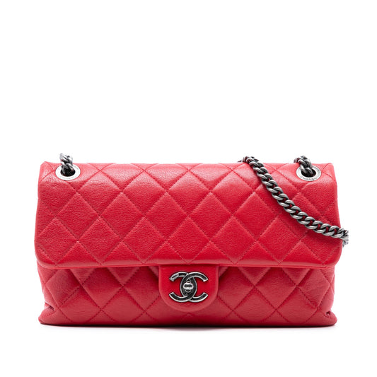Chanel Medium Quilted Shiny Lambskin Burgundy Rocks Flap