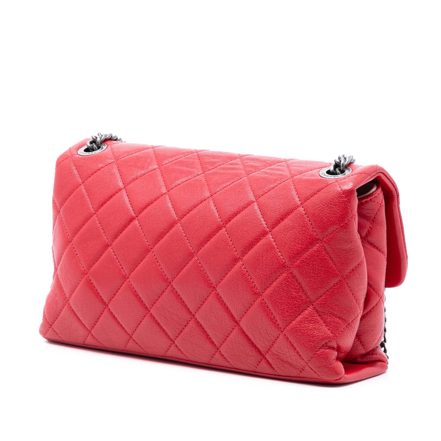 Chanel Medium Quilted Shiny Lambskin Burgundy Rocks Flap