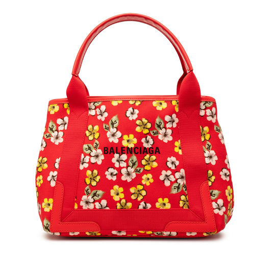 Balenciaga Canvas Floral Print Navy Cabas S