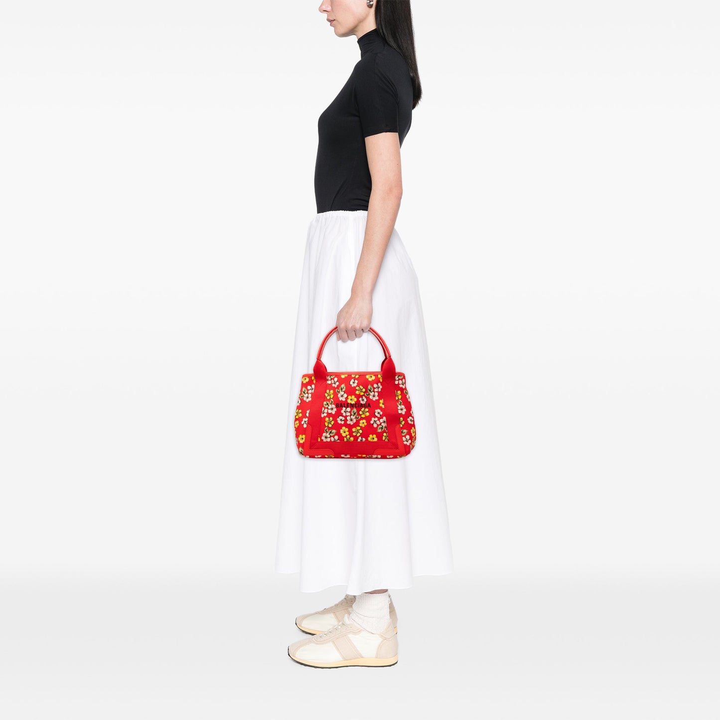 Balenciaga Canvas Floral Print Navy Cabas S