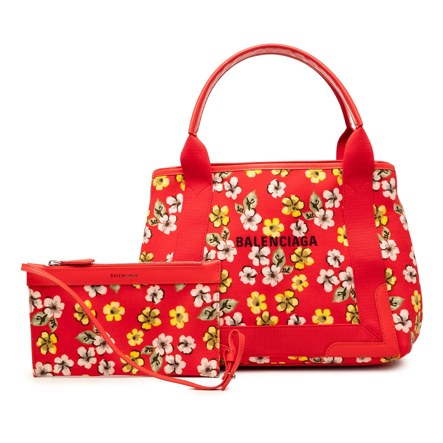 Balenciaga Canvas Floral Print Navy Cabas S