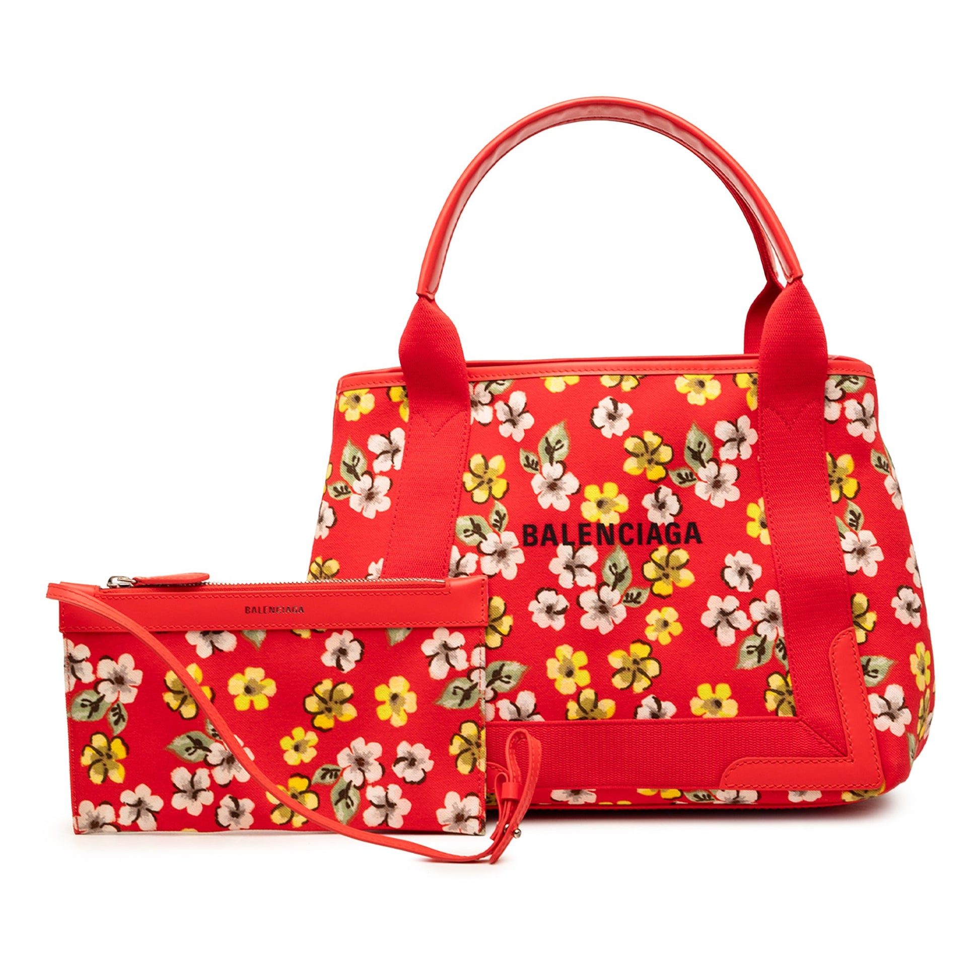 Balenciaga Canvas Floral Print Navy Cabas S