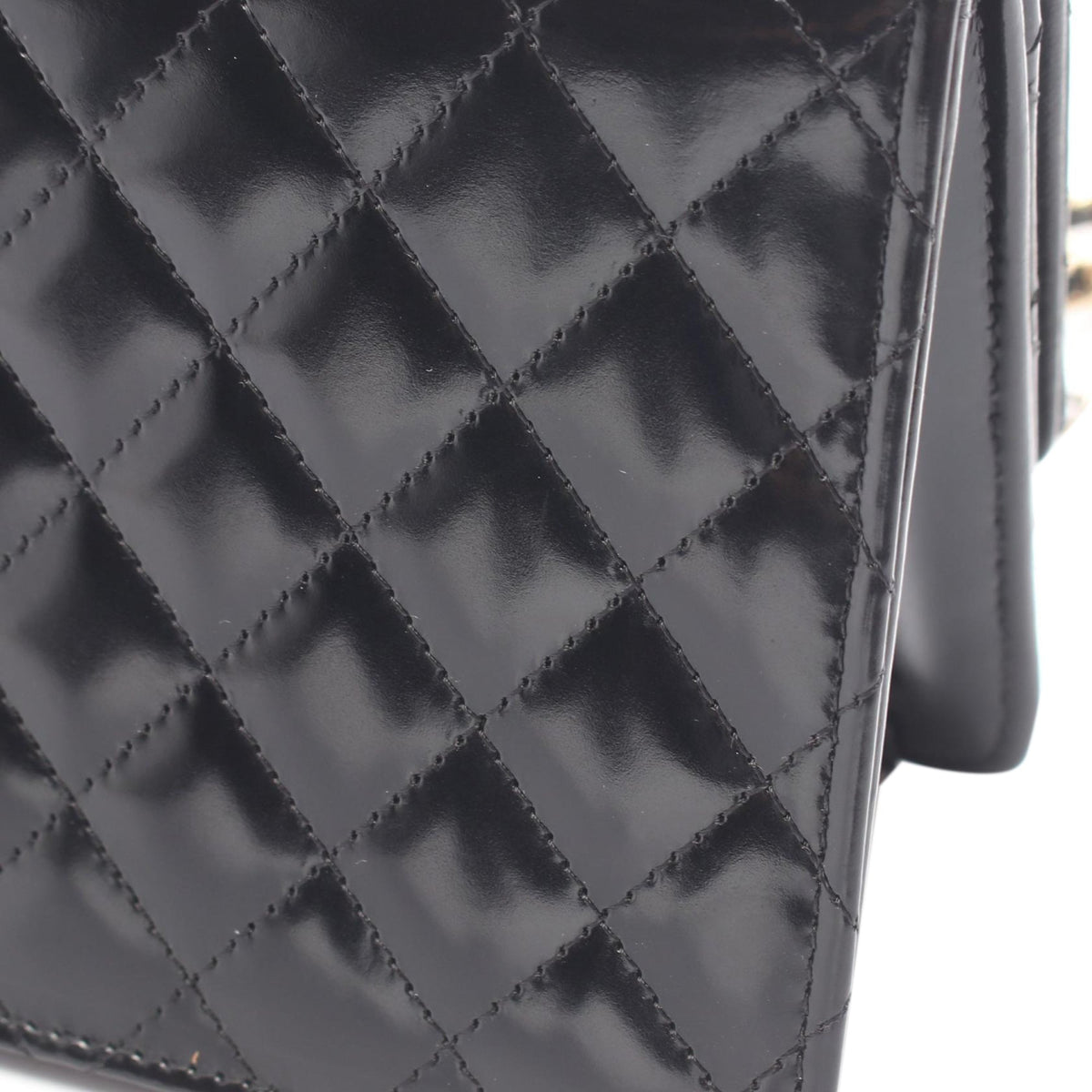 Chanel CC Quilted Patent East West Flap Clutch with Chain