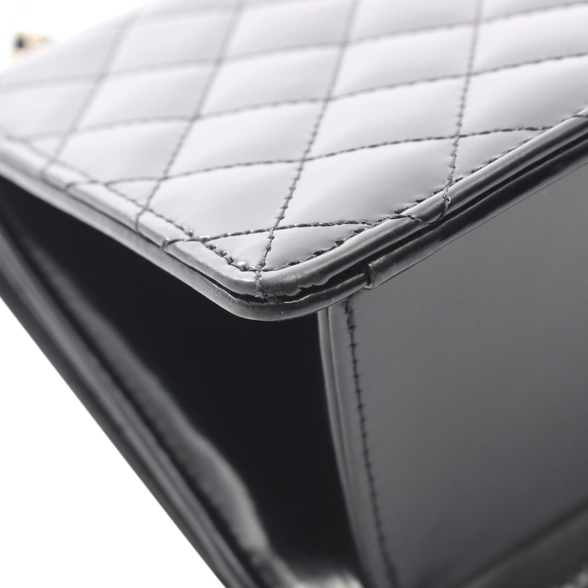 Chanel CC Quilted Patent East West Flap Clutch with Chain