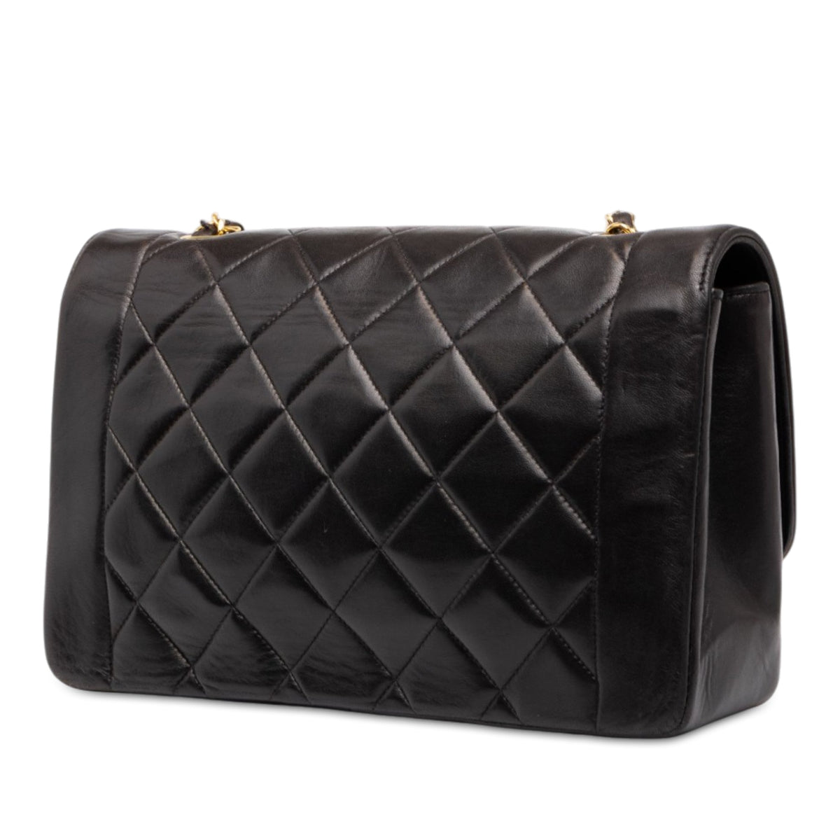 Chanel Small Quilted Lambskin Diana Single Flap — Black