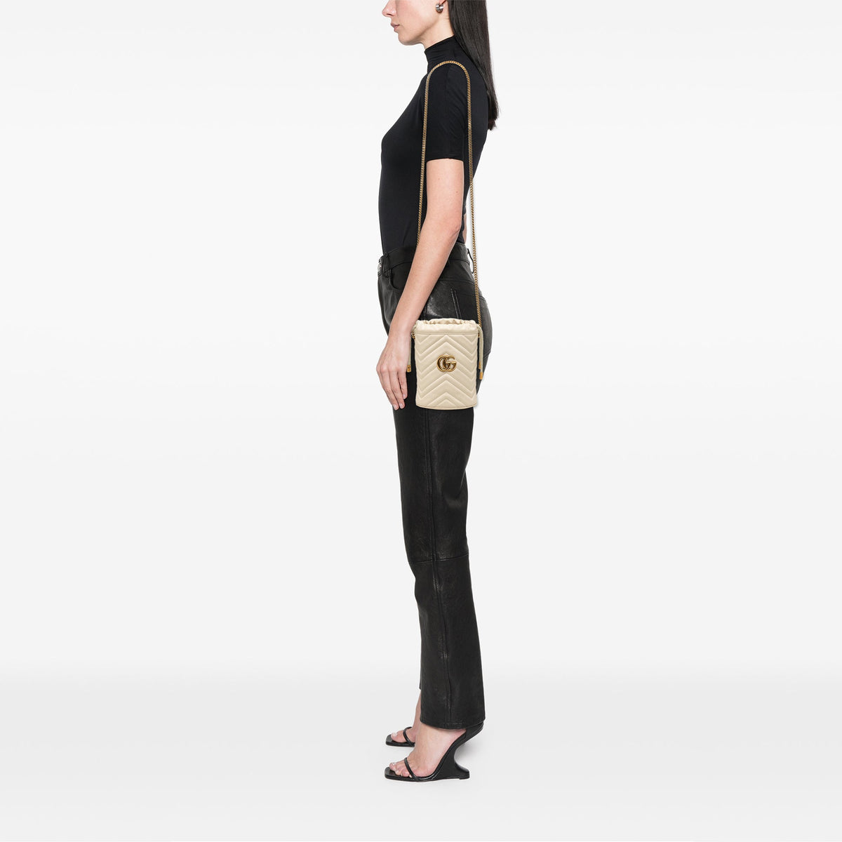 Gucci Small GG Marmont Matelasse Calfskin Bucket Bag