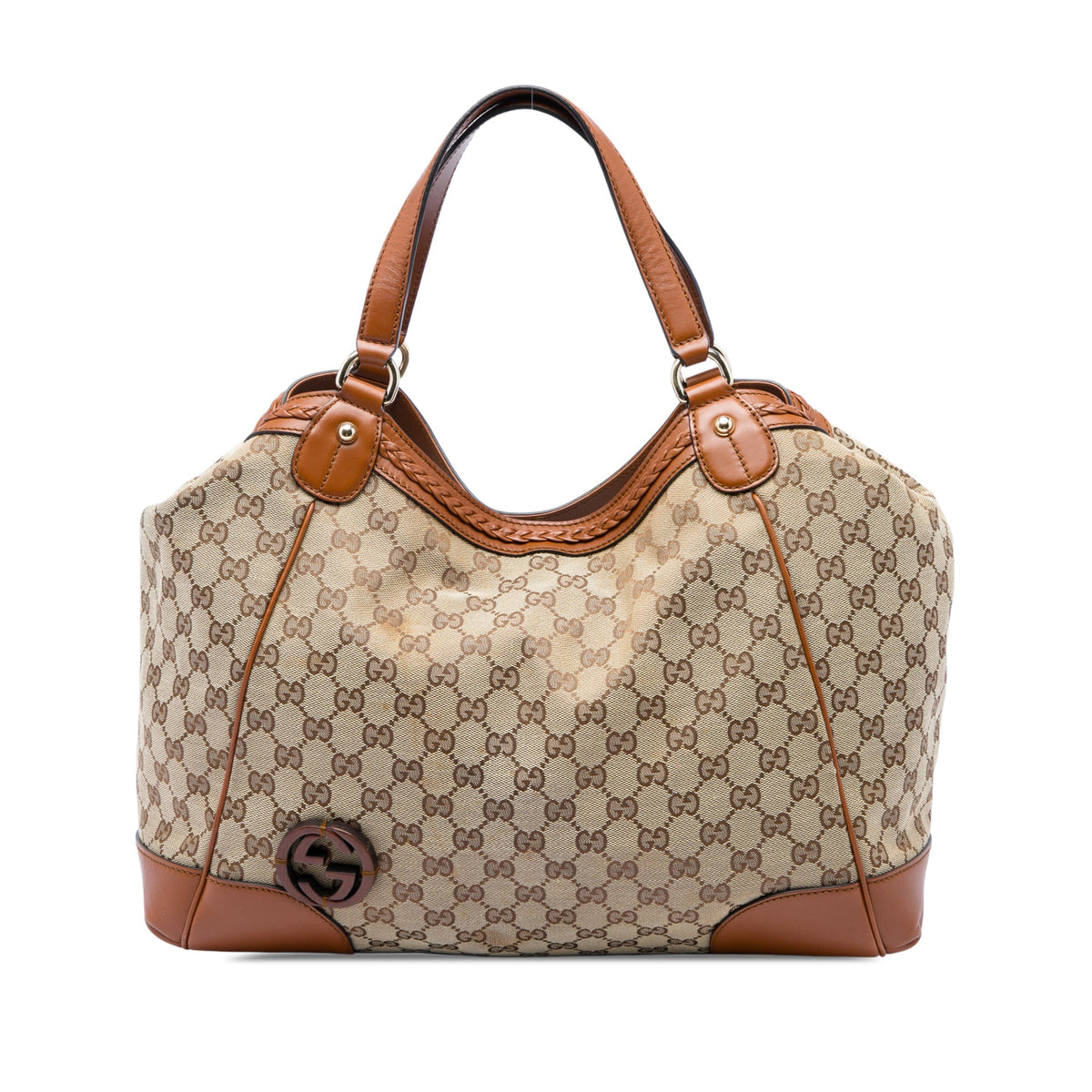 Gucci Medium GG Canvas Brick Lane Tote — Beige