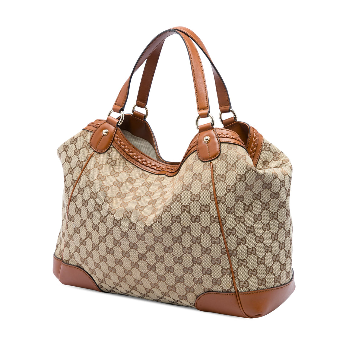 Gucci Medium GG Canvas Brick Lane Tote — Beige