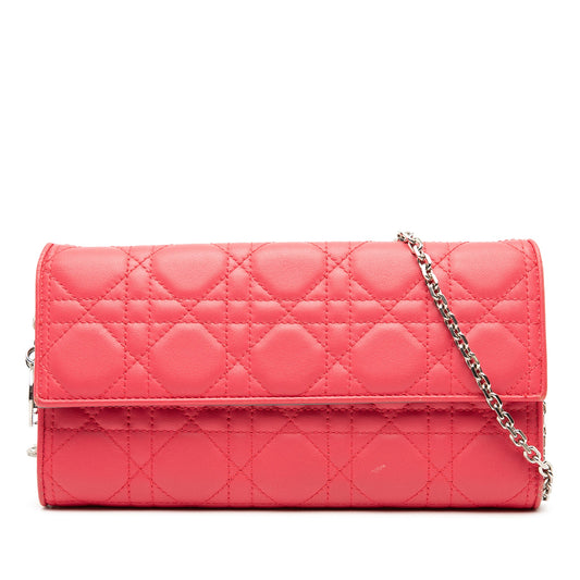 Dior Lambskin Cannage Lady Dior Wallet On Chain