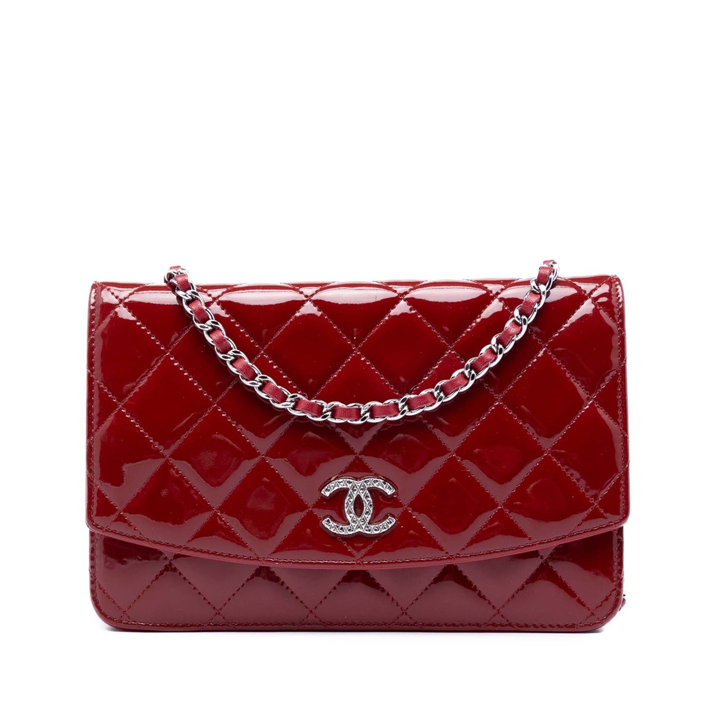Chanel CC Quilted Patent Brilliant Wallet On Chain