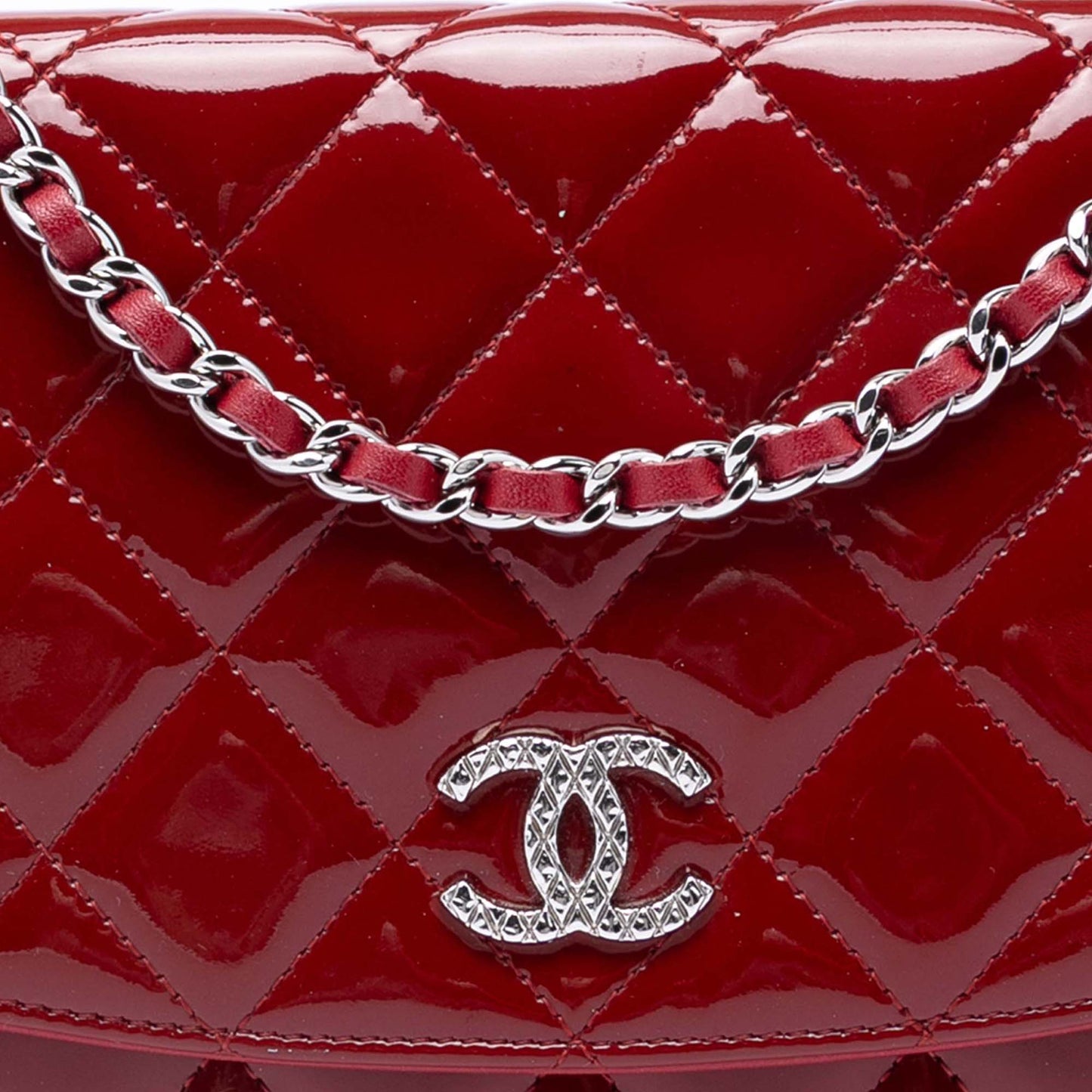 Chanel CC Quilted Patent Brilliant Wallet On Chain