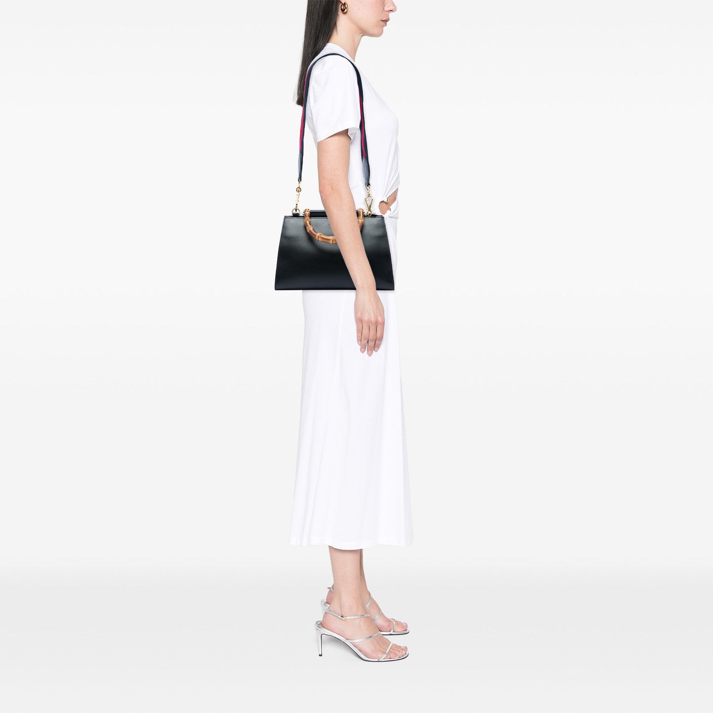 Gucci Small Calfskin Bamboo Web Nymphaea Satchel