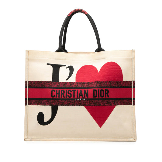 Dior DiorAmour Large Embroidered Canvas Je T aime Book Tote