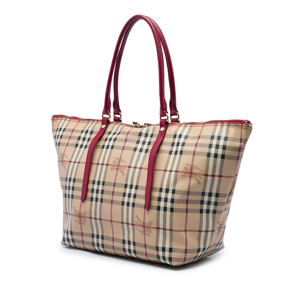 Burberry Small Haymarket Check Coated Canvas Salisbury Tote — Beige