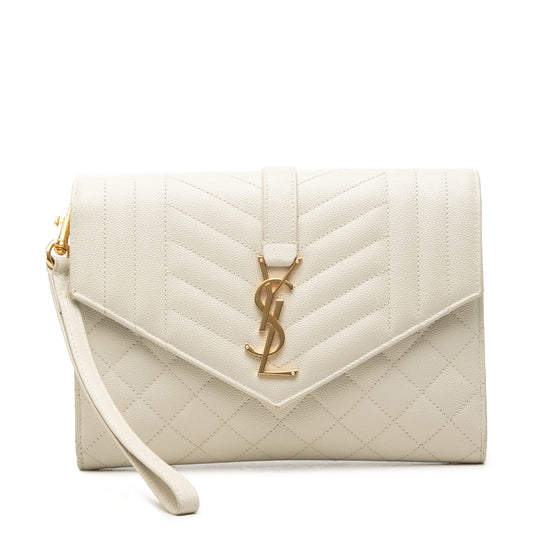 Saint Laurent Grain De Poudre Triquilt Monogram Envelope Clutch