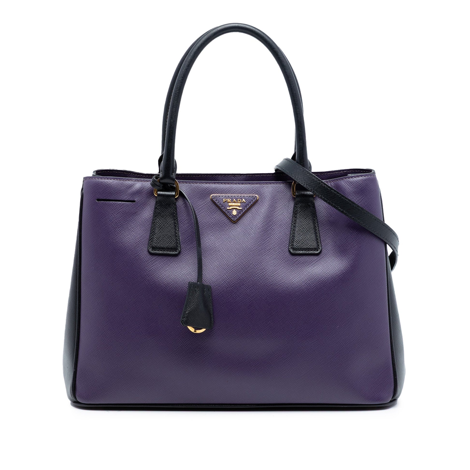 Medium Bicolor Saffiano Lux Galleria Satchel