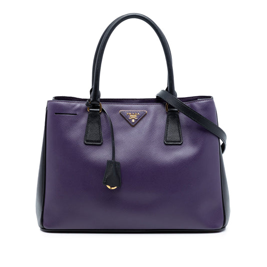 Medium Bicolor Saffiano Lux Galleria Satchel