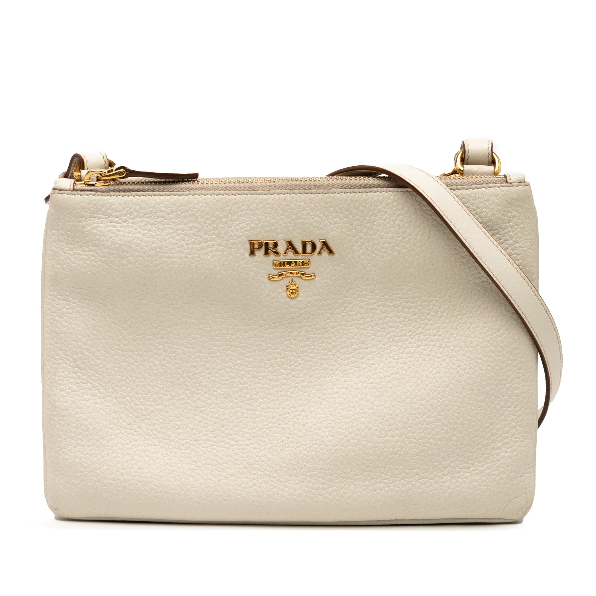 Prada Vitello Daino Double Zip Crossbody