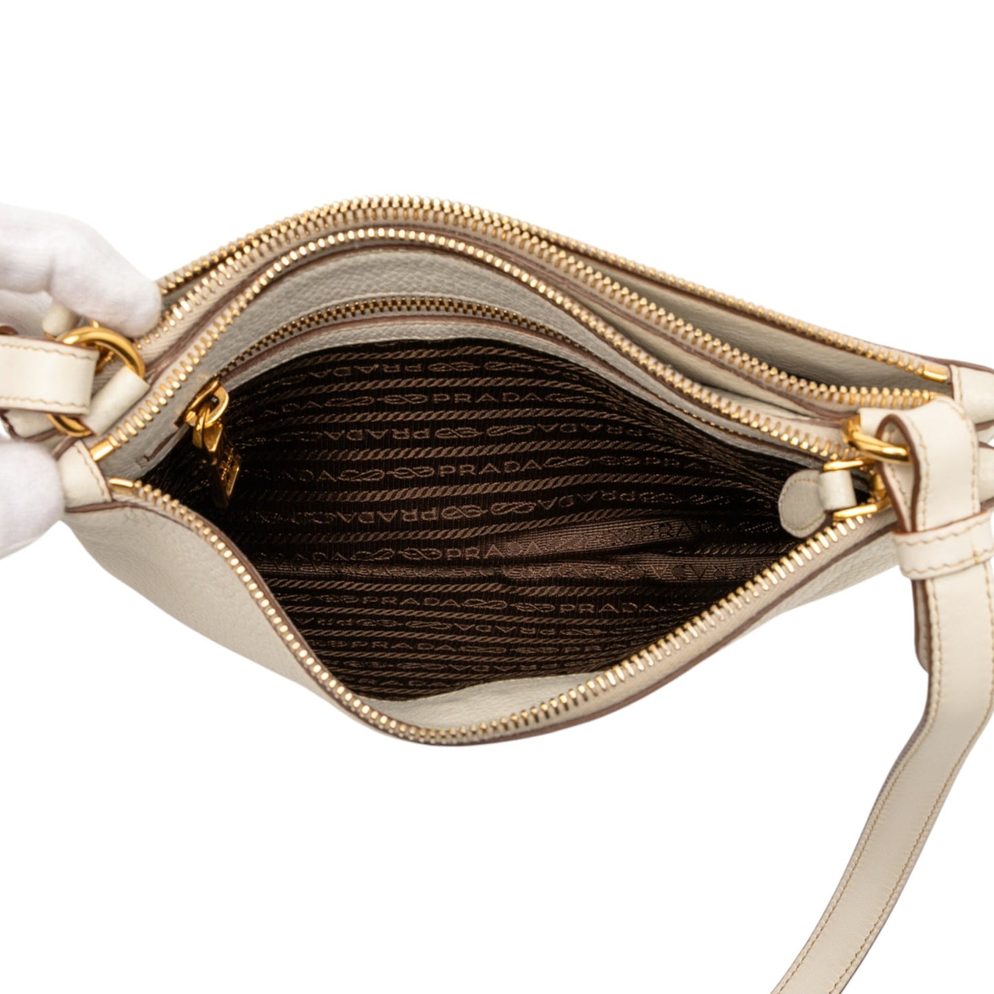 Prada Vitello Daino Double Zip Crossbody