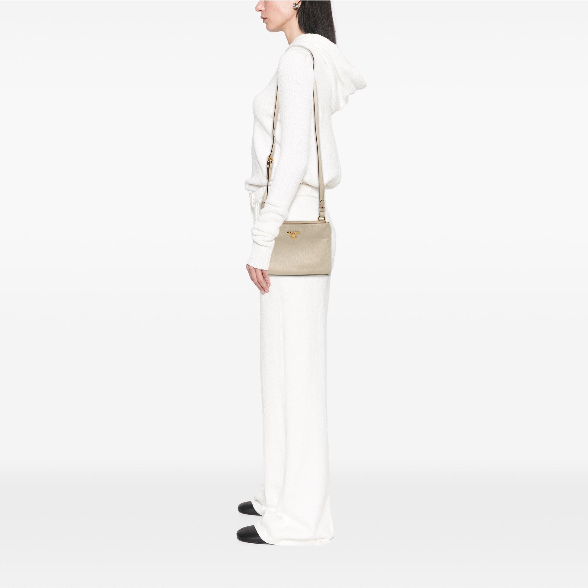 Prada Vitello Daino Double Zip Crossbody