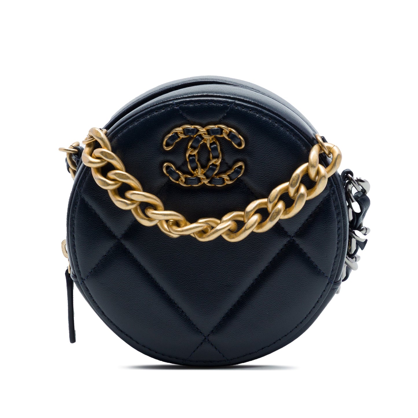 Chanel Lambskin 19 Round Clutch with Chain