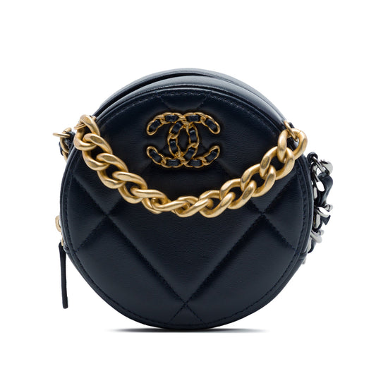 Chanel Lambskin 19 Round Clutch with Chain
