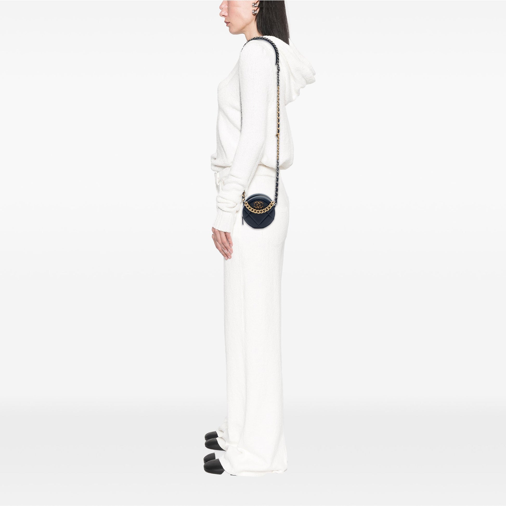 Chanel Lambskin 19 Round Clutch with Chain