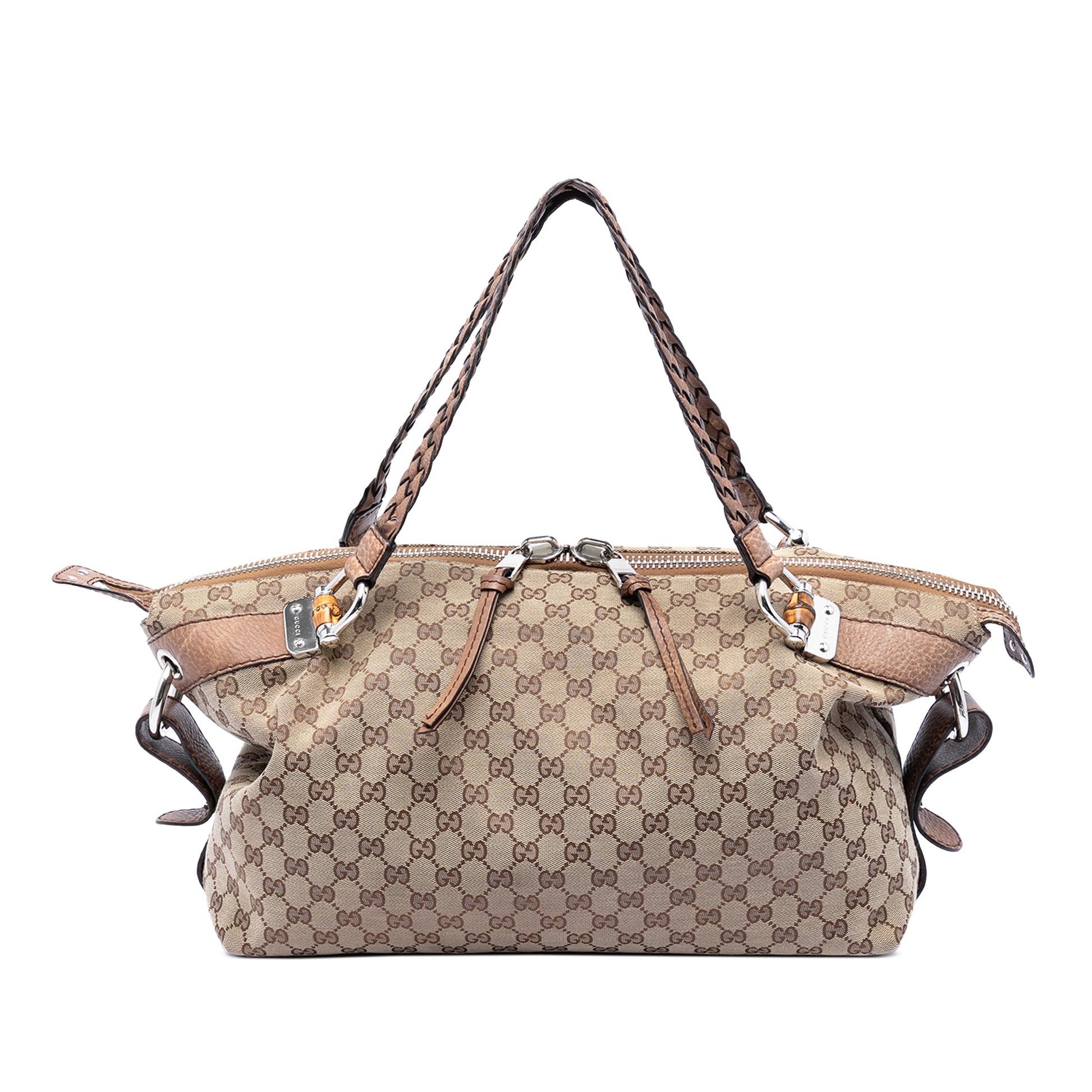 Gucci Medium GG Canvas Bamboo Bar Tote