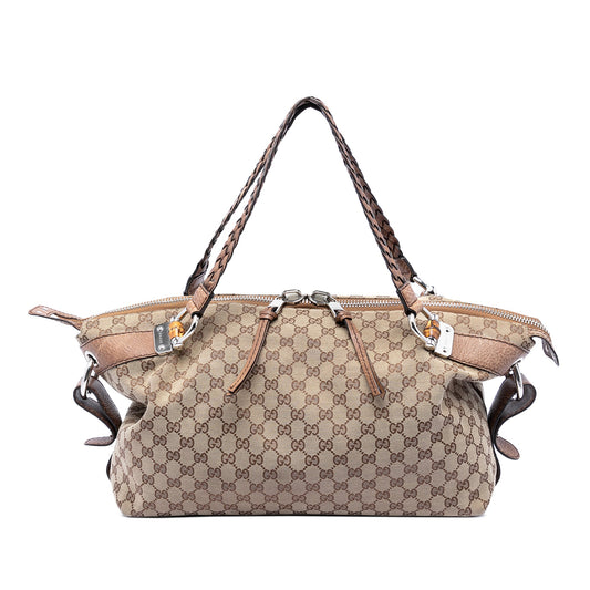 Gucci Medium GG Canvas Bamboo Bar Tote