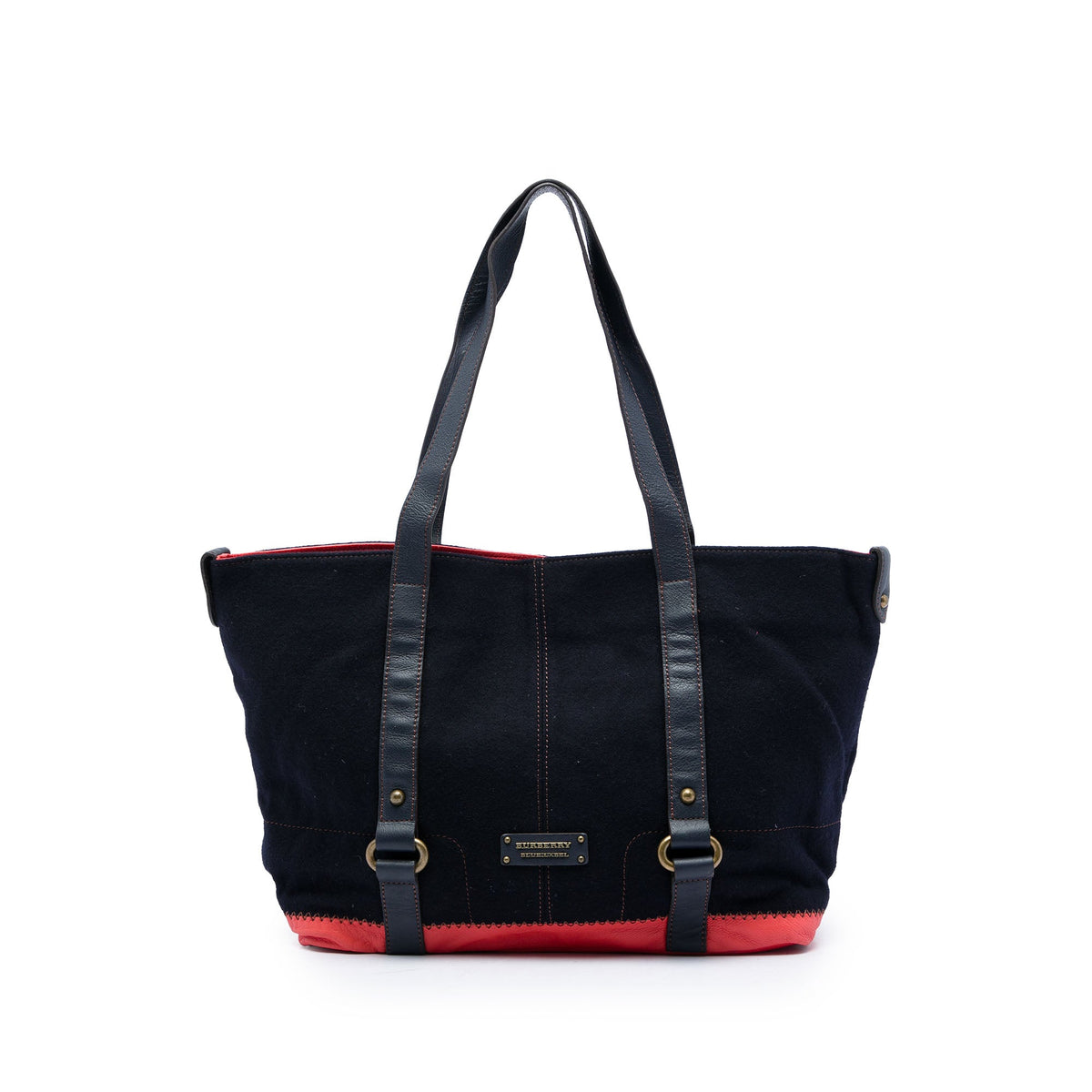 Burberry Leather Trimmed Canvas Tote
