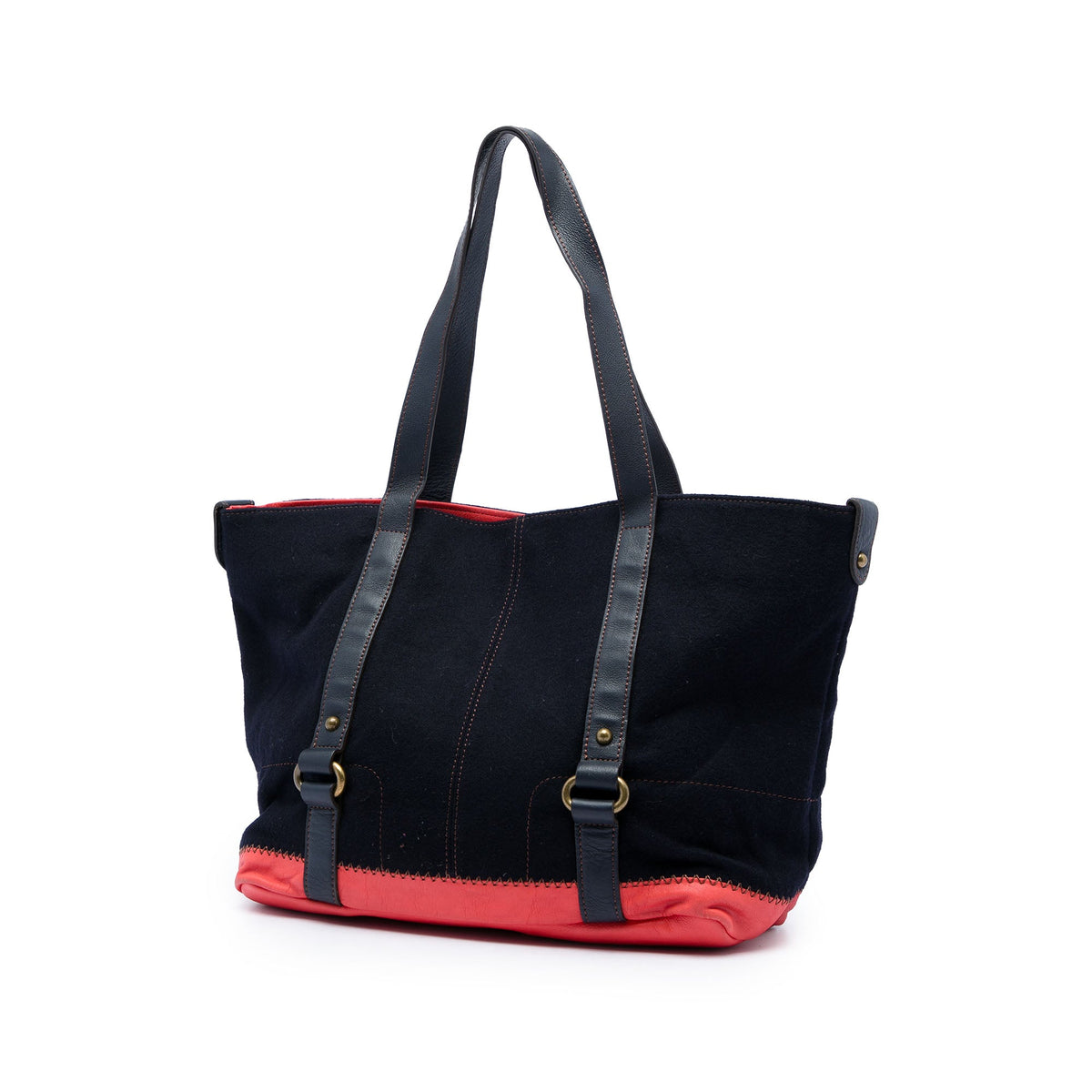 Burberry Leather Trimmed Canvas Tote