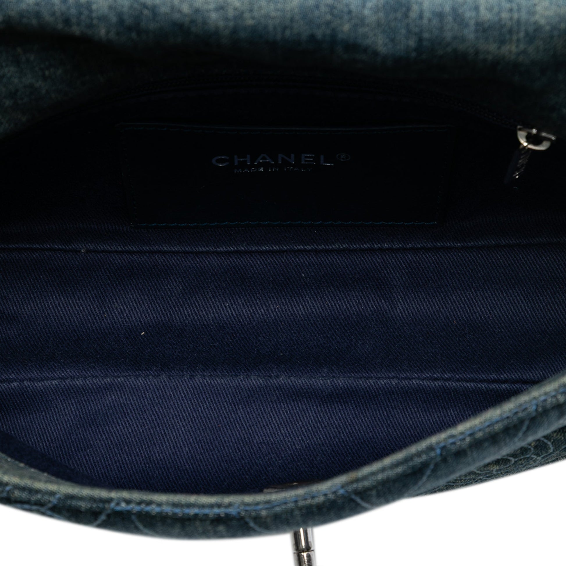Chanel Medium Embroidered Denim Camellia Flap