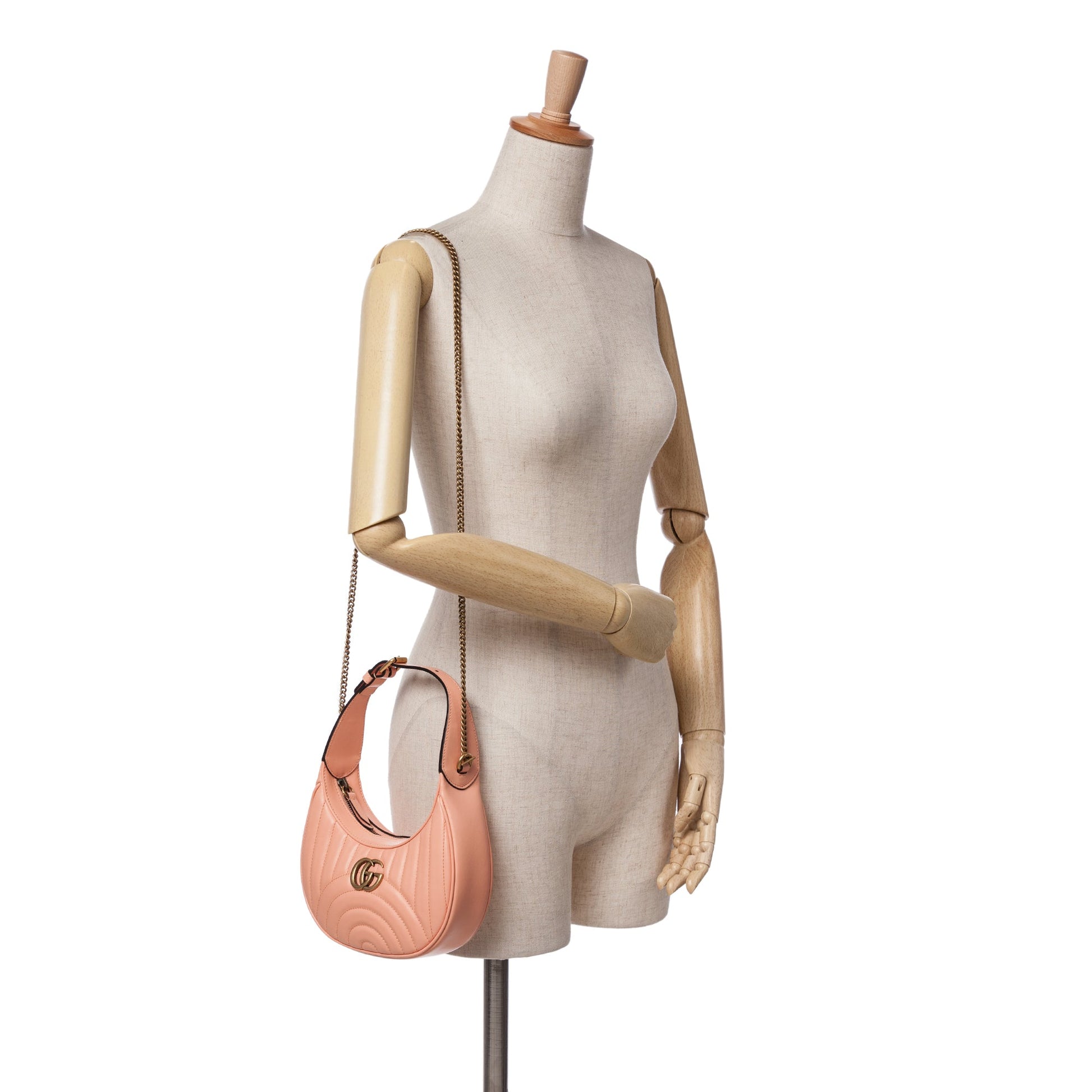 Gucci Mini Matelasse Leather GG Marmont Half Moon Hobo
