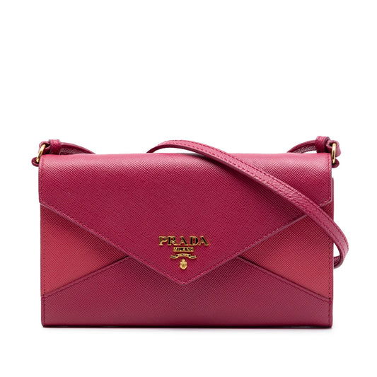 Prada Bicolor Saffiano Envelope Wallet On Strap