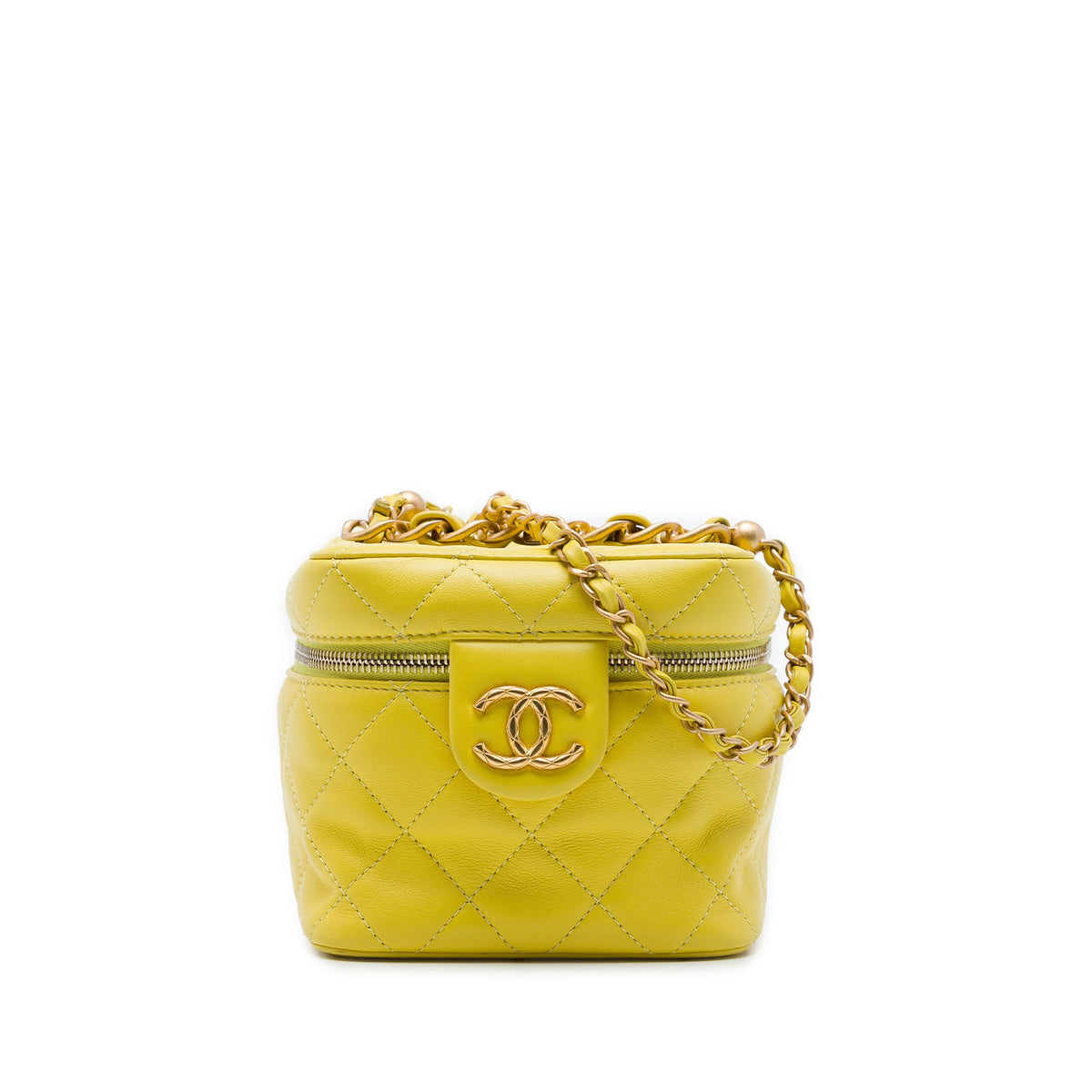 Chanel Small CC Quilted Lambskin Vanity Case With Chain