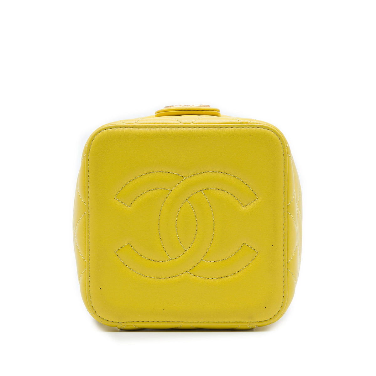 Chanel Small CC Quilted Lambskin Vanity Case With Chain