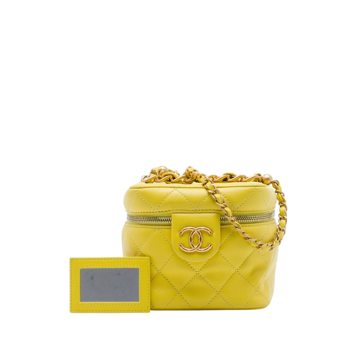 Chanel Small CC Quilted Lambskin Vanity Case With Chain