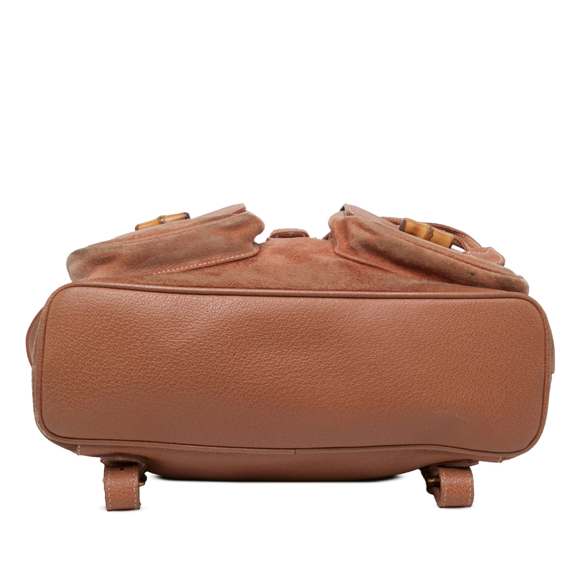 Gucci Large Suede Bamboo Drawstring Backpack — Brown