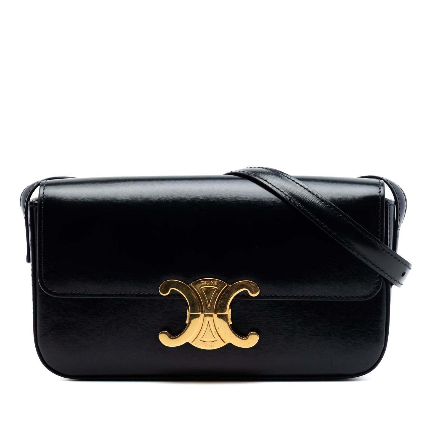 Celine Shiny Calfskin Triomphe Claude Shoulder Bag