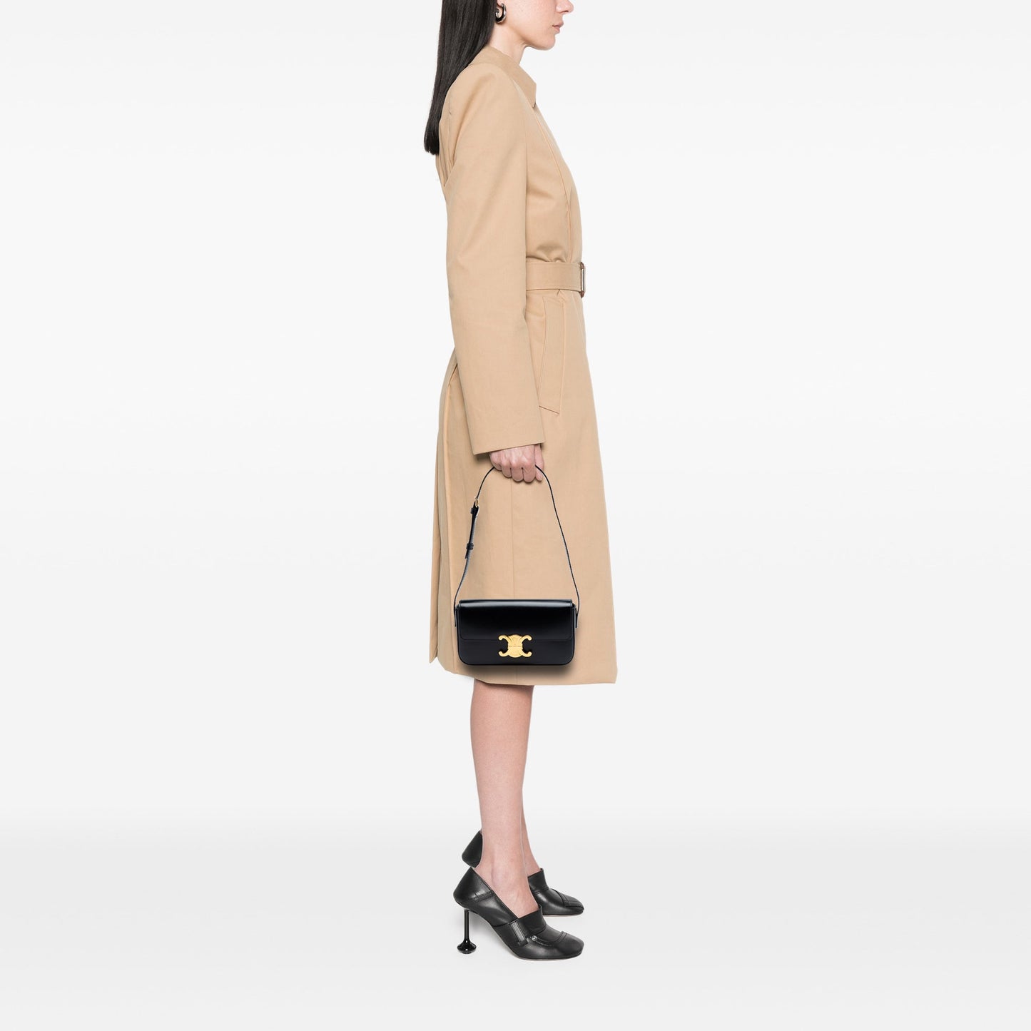 Celine Shiny Calfskin Triomphe Claude Shoulder Bag