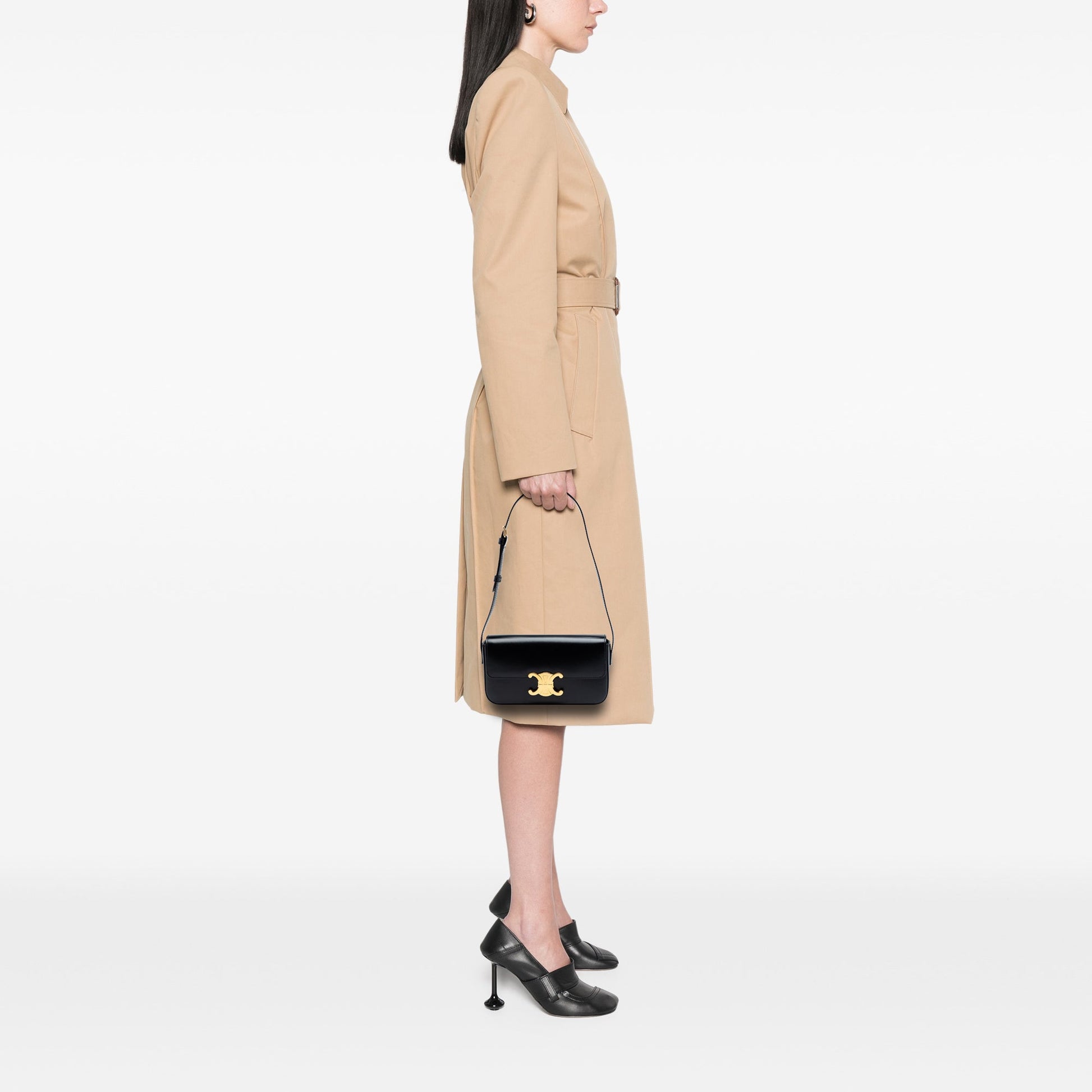 Celine Shiny Calfskin Triomphe Claude Shoulder Bag