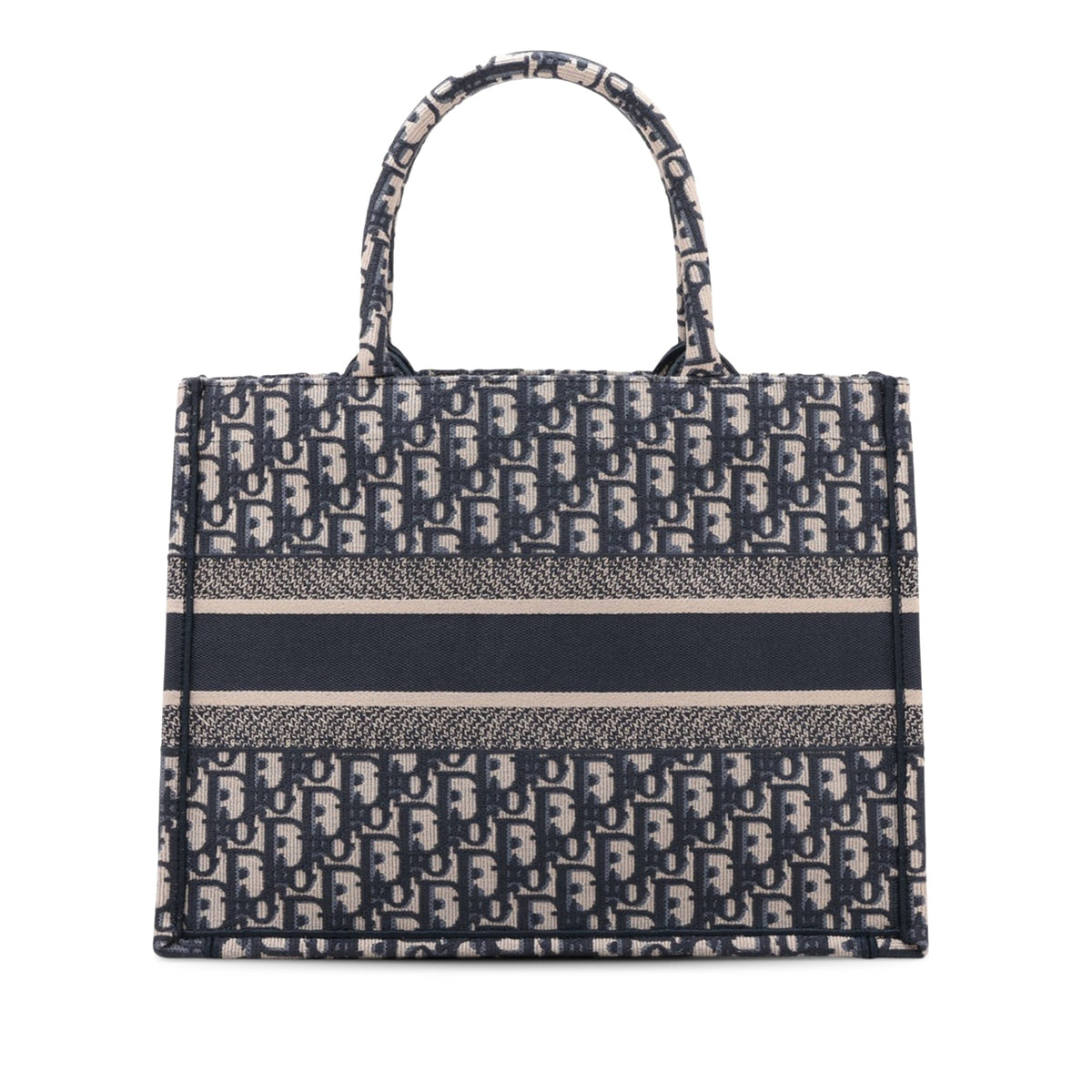 Dior Medium Oblique Embroidered Canvas Book Tote — Blue