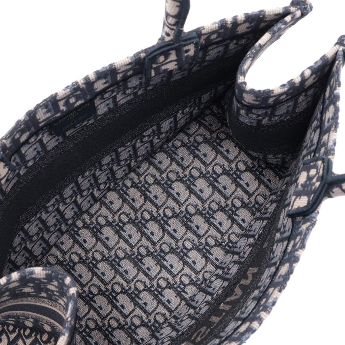 Dior Medium Oblique Embroidered Canvas Book Tote — Blue