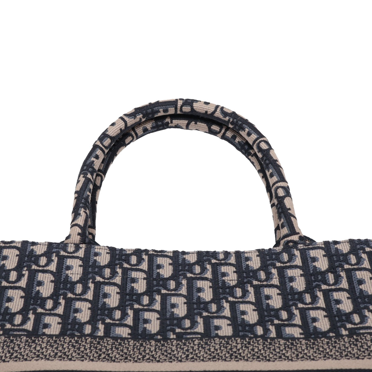 Dior Medium Oblique Embroidered Canvas Book Tote — Blue